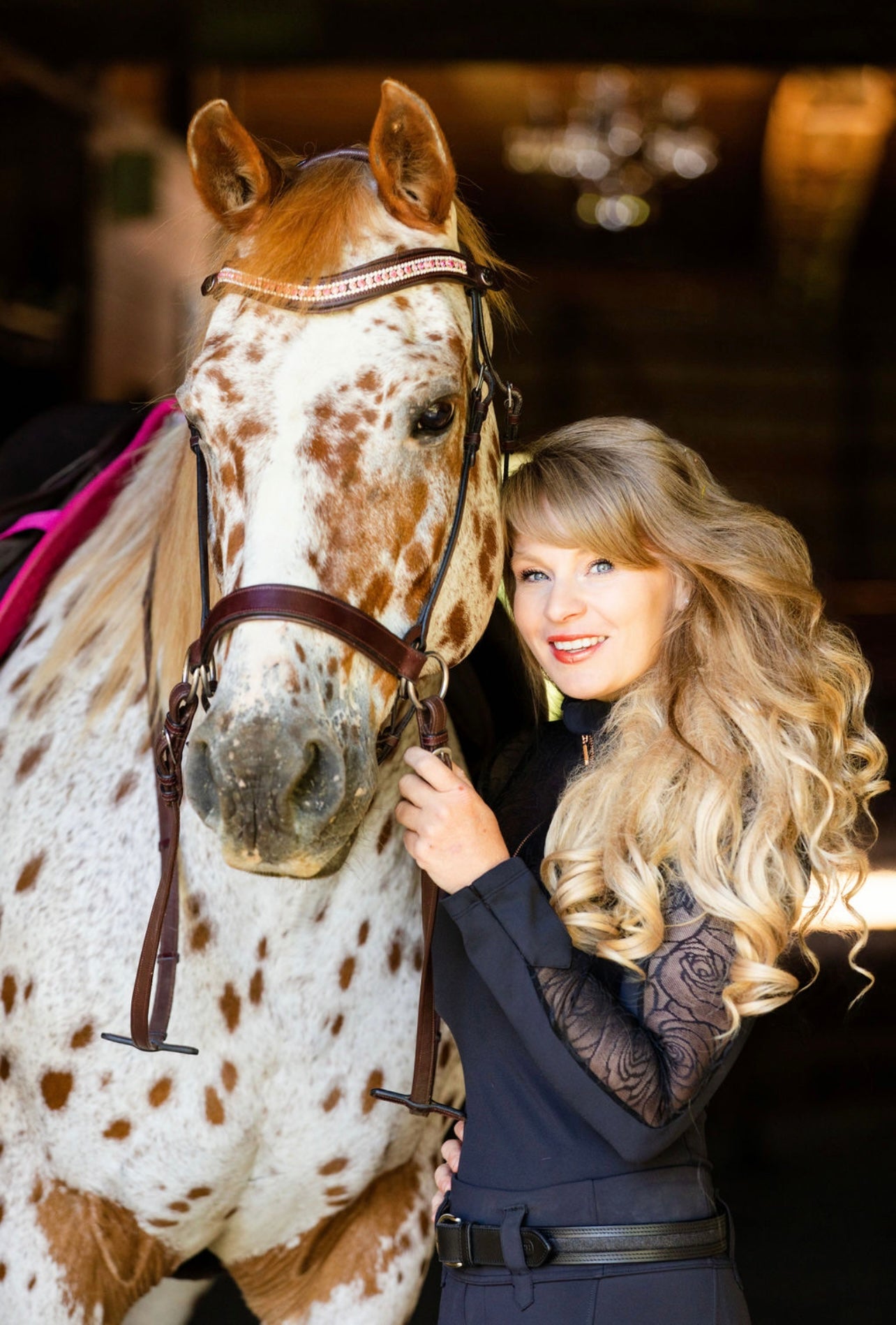 Dark Rose Lace-Luxury Riding Top