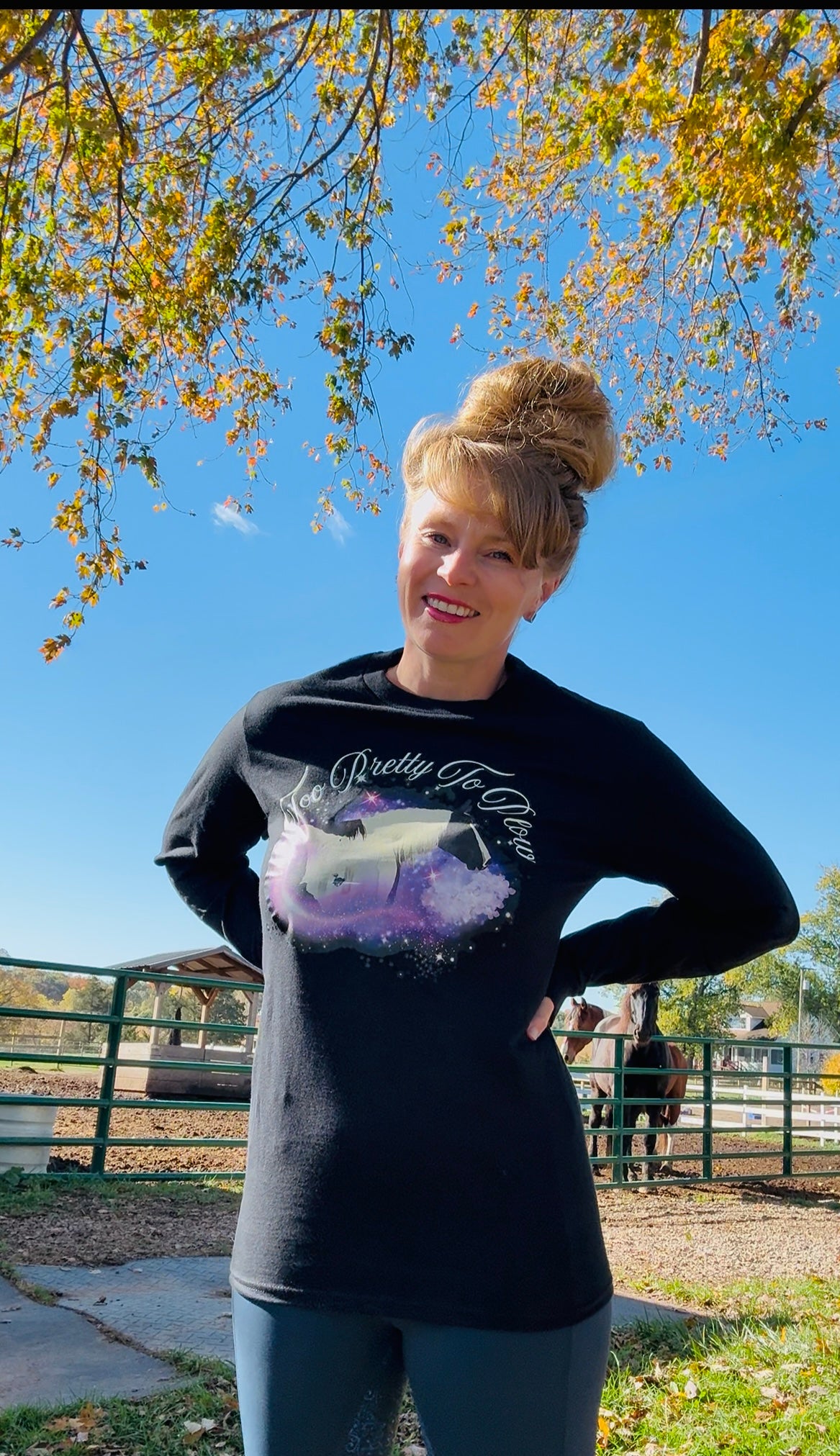 Too Pretty To Plow-Long Sleeve Shirt