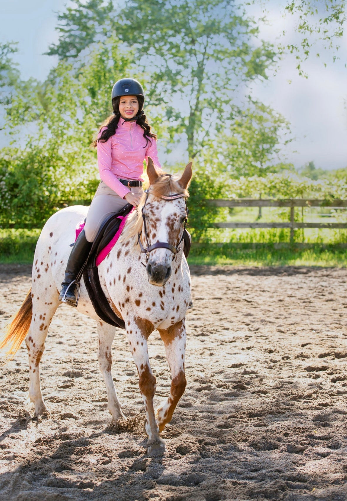 Pink Polka Dot-Riding Top