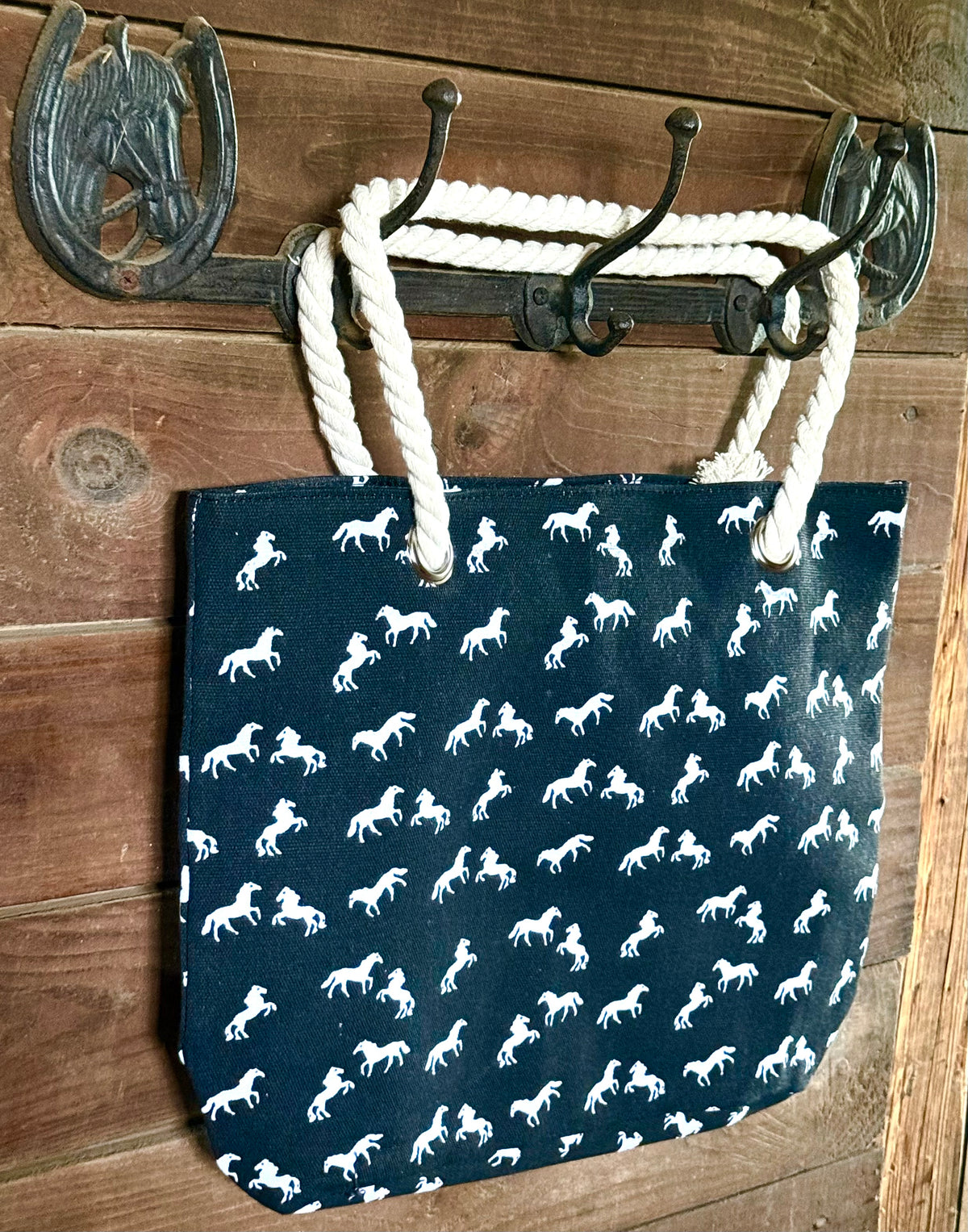 Navy Horse-Tote Bag
