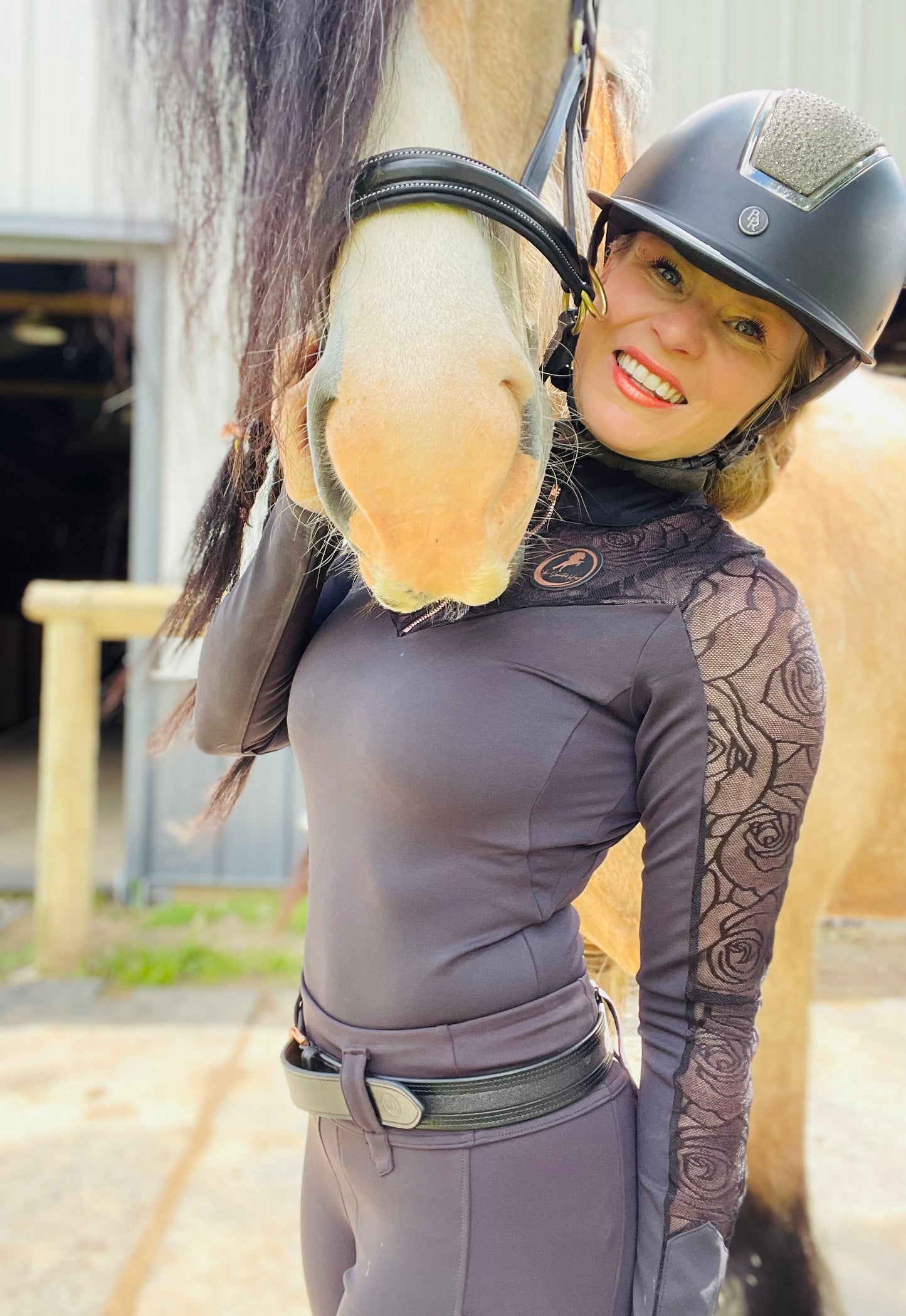 Dark Rose Lace-Luxury Riding Top