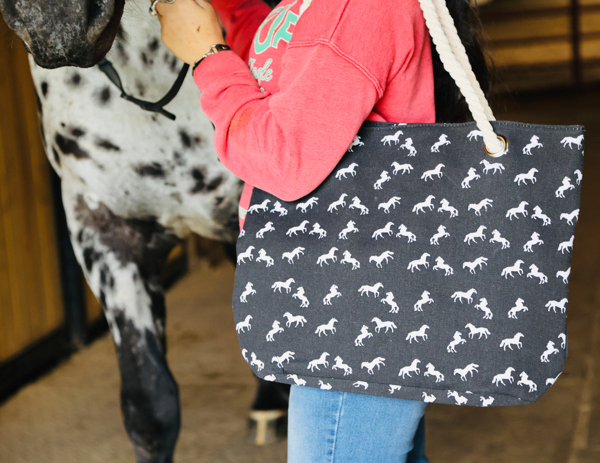 Navy Horse-Tote Bag