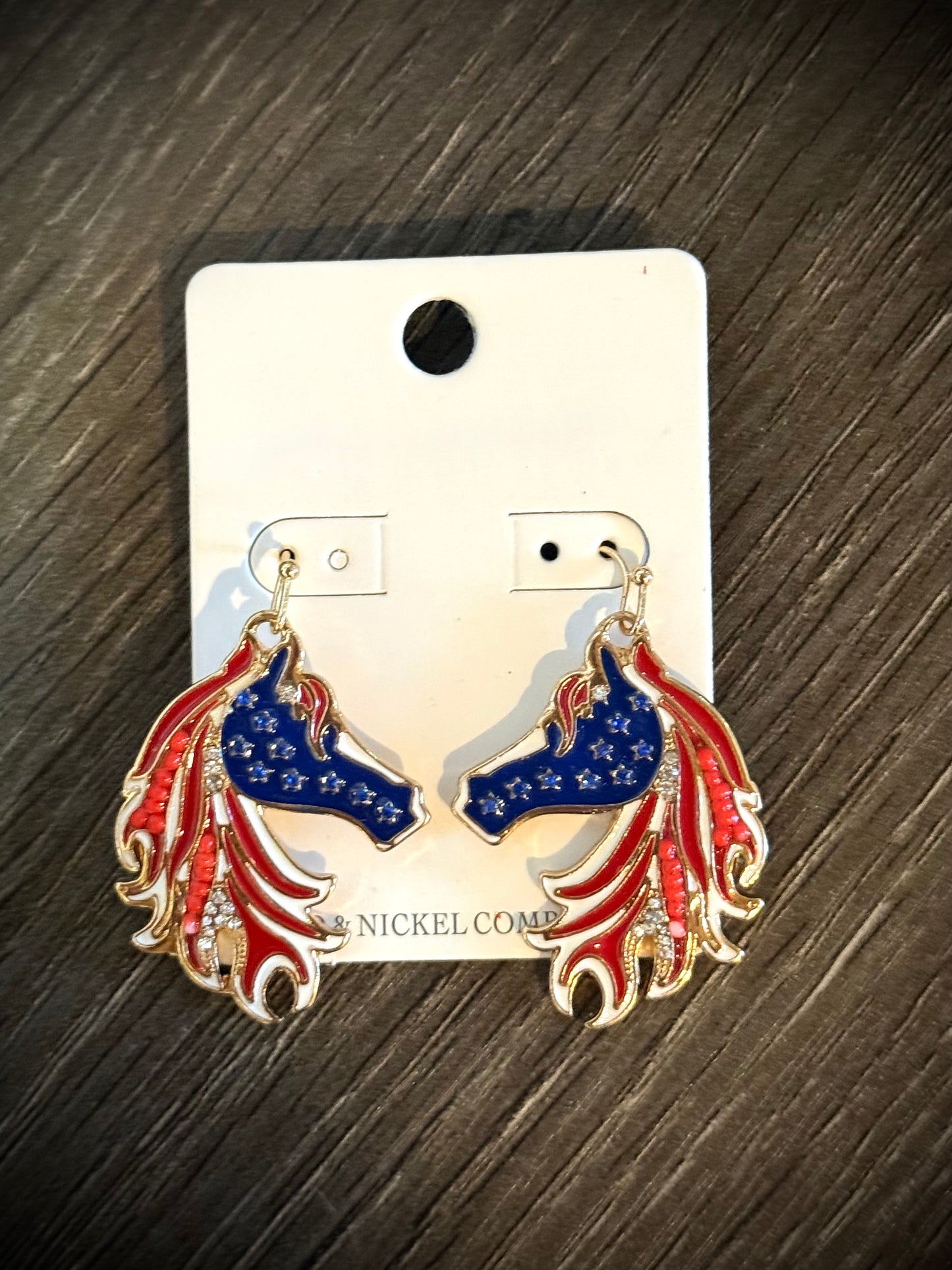 Patriotic Horse Earrings