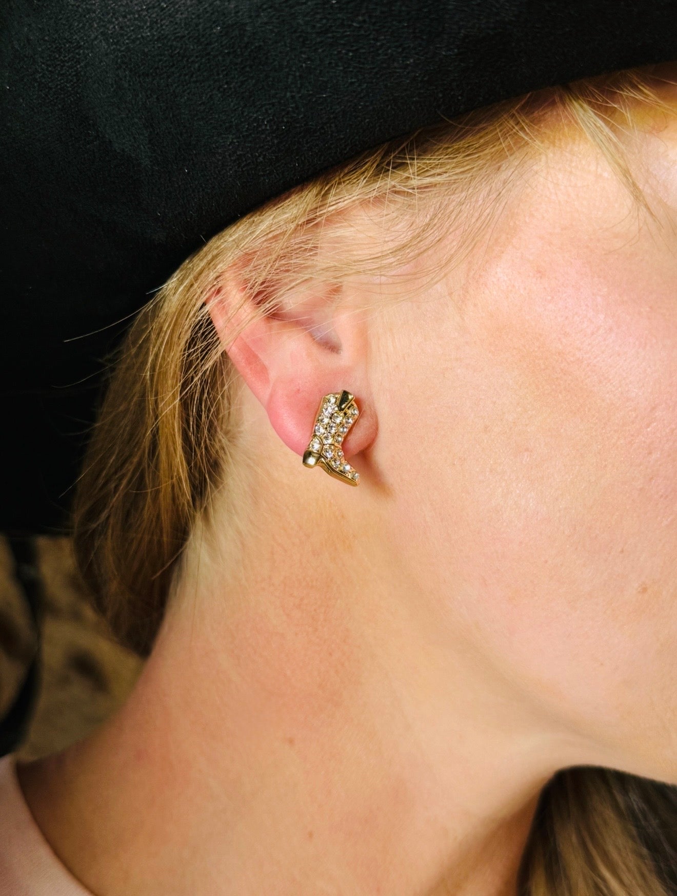 Rhinestone Cowgirl Boot-Stud Earrings