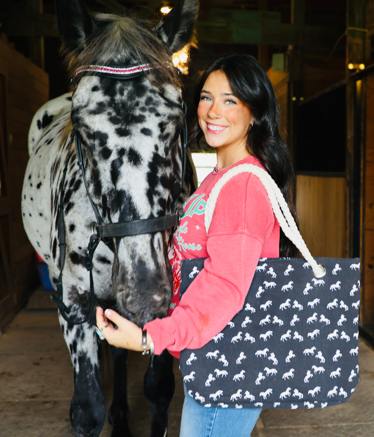 Navy Horse-Tote Bag
