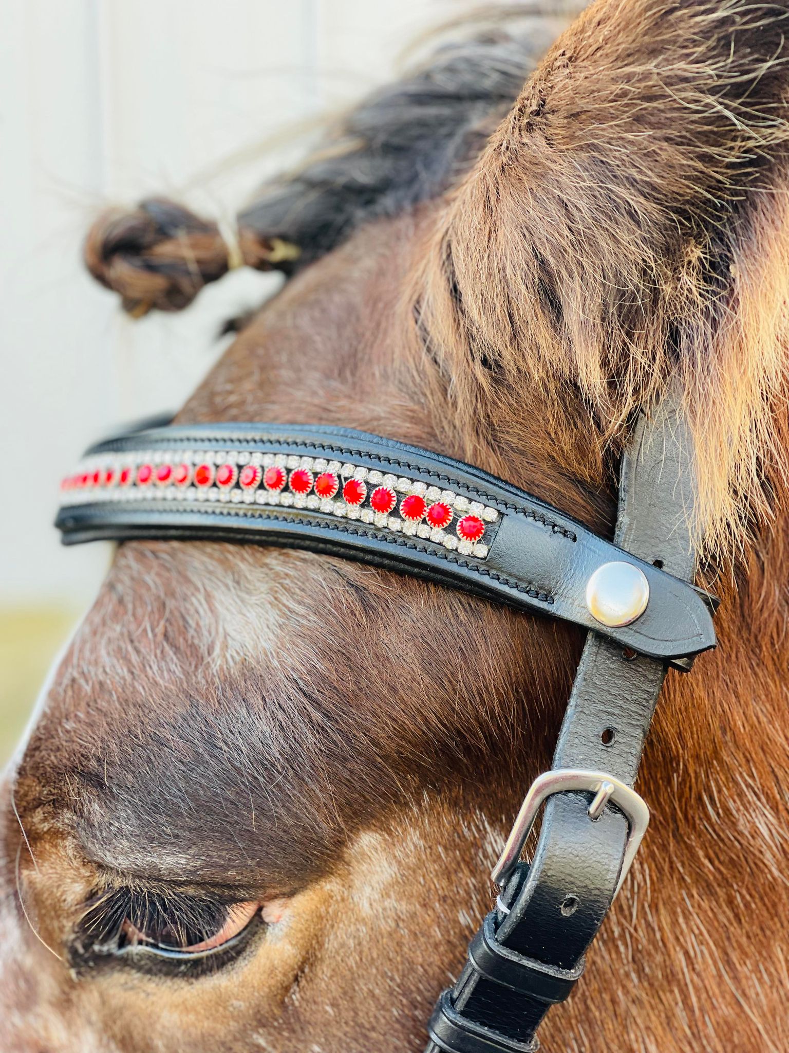 Browband People On Horses Black Squares Blk/Clear 1 3/4 Browband People On Horses Black Squares Blk/Clear 1 3/4