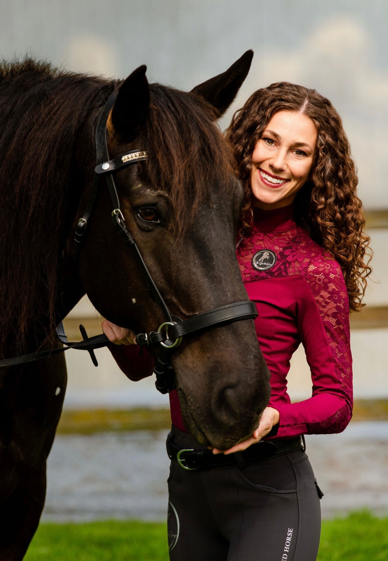 Burgundy Daisy Lace-Luxury Riding Top