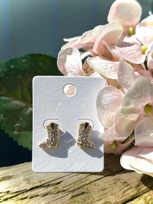 Rhinestone Cowgirl Boot-Stud Earrings