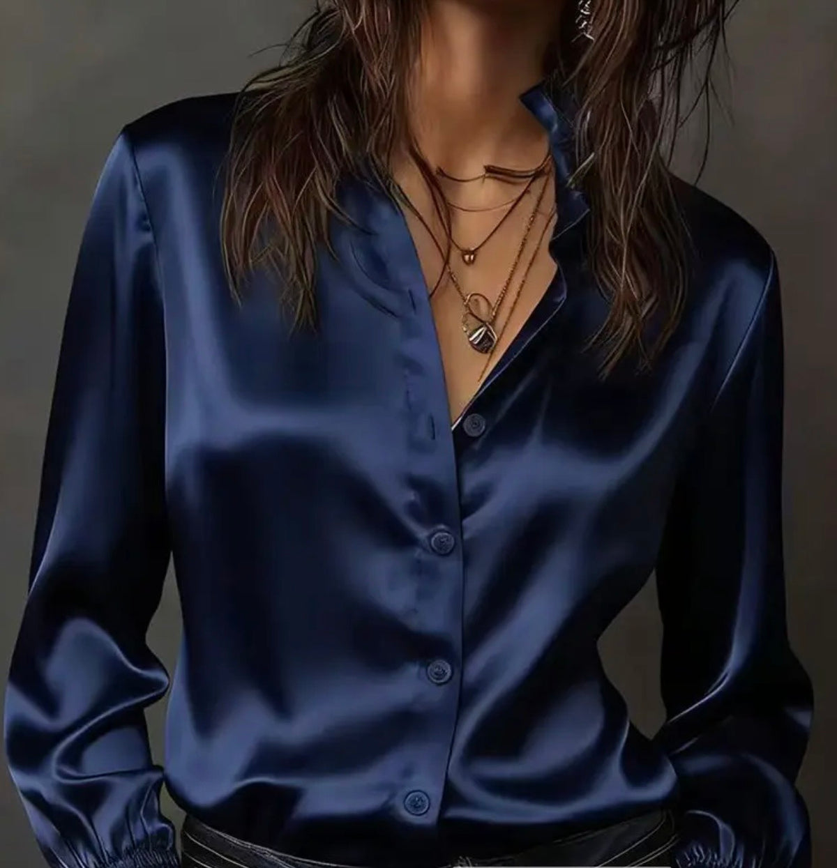 Ruffled Ride-Navy Blouse