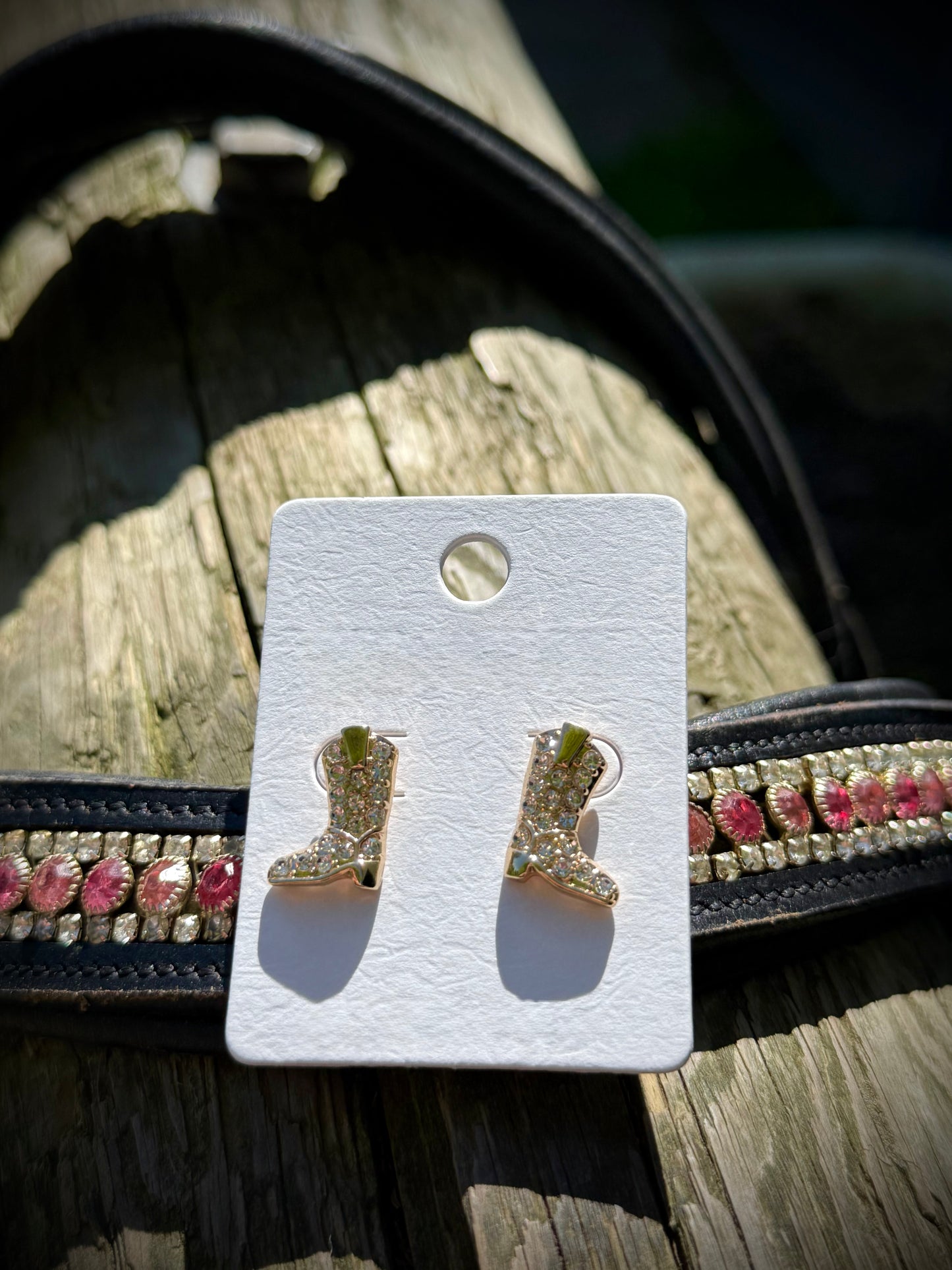 Rhinestone Cowgirl Boot-Stud Earrings