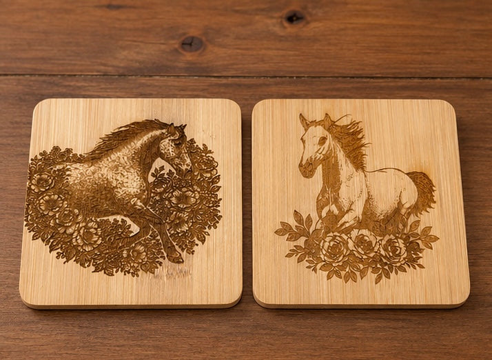 Mare & Foal Coasters-Bamboo Pair