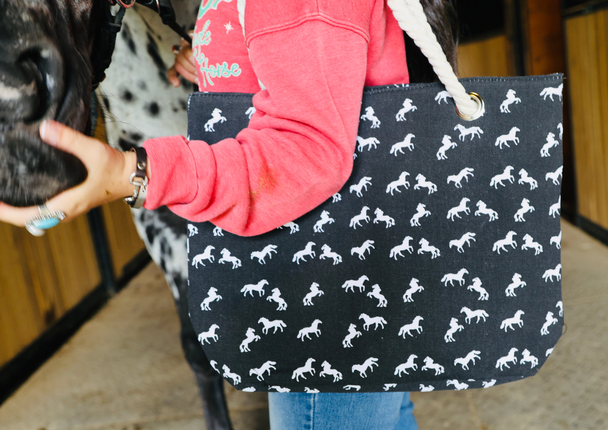 Navy Horse-Tote Bag