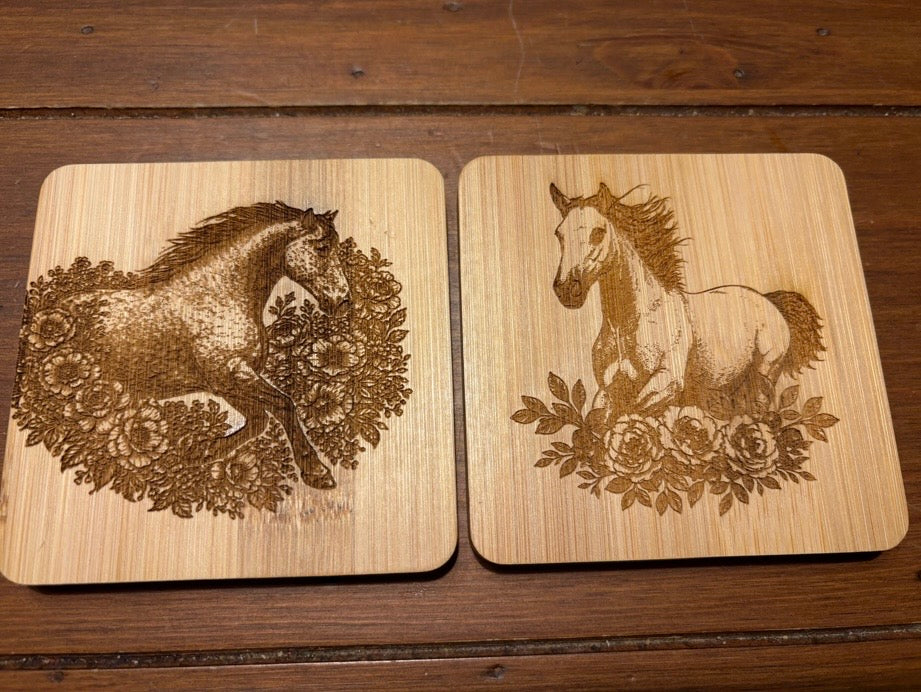 Mare & Foal Coasters-Bamboo Pair