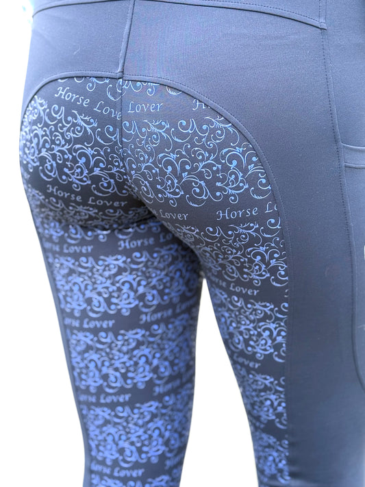 Navy Swirl-Riding Tights