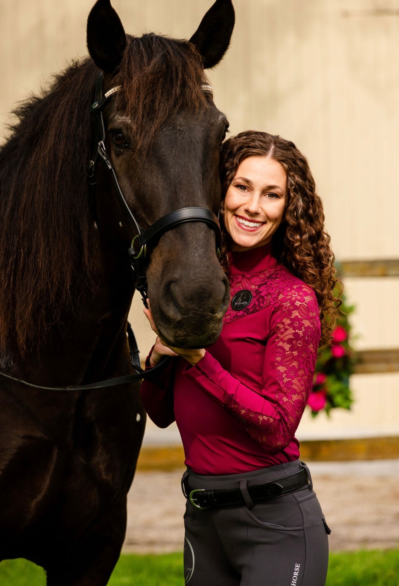 Burgundy Daisy Lace-Luxury Riding Top