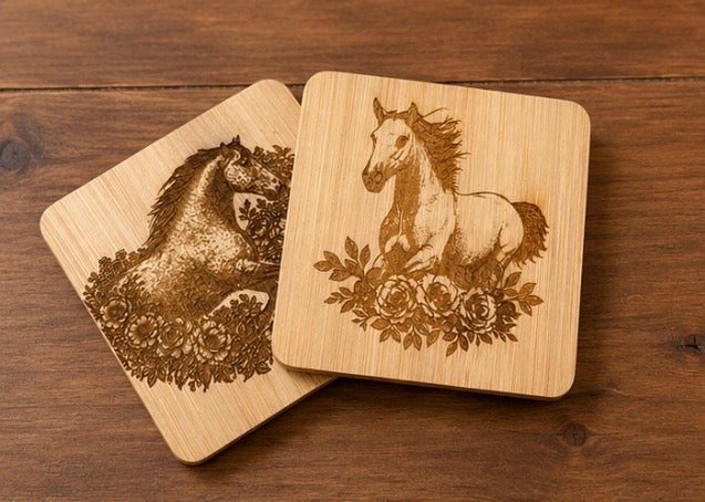 Mare & Foal Coasters-Bamboo Pair