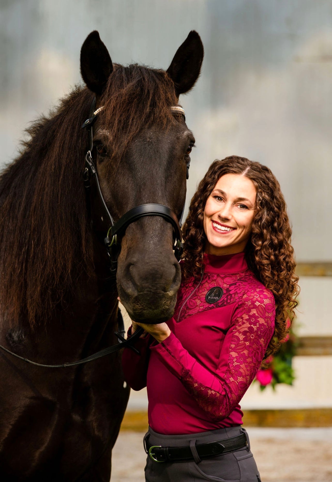 Burgundy Daisy Lace-Luxury Riding Top