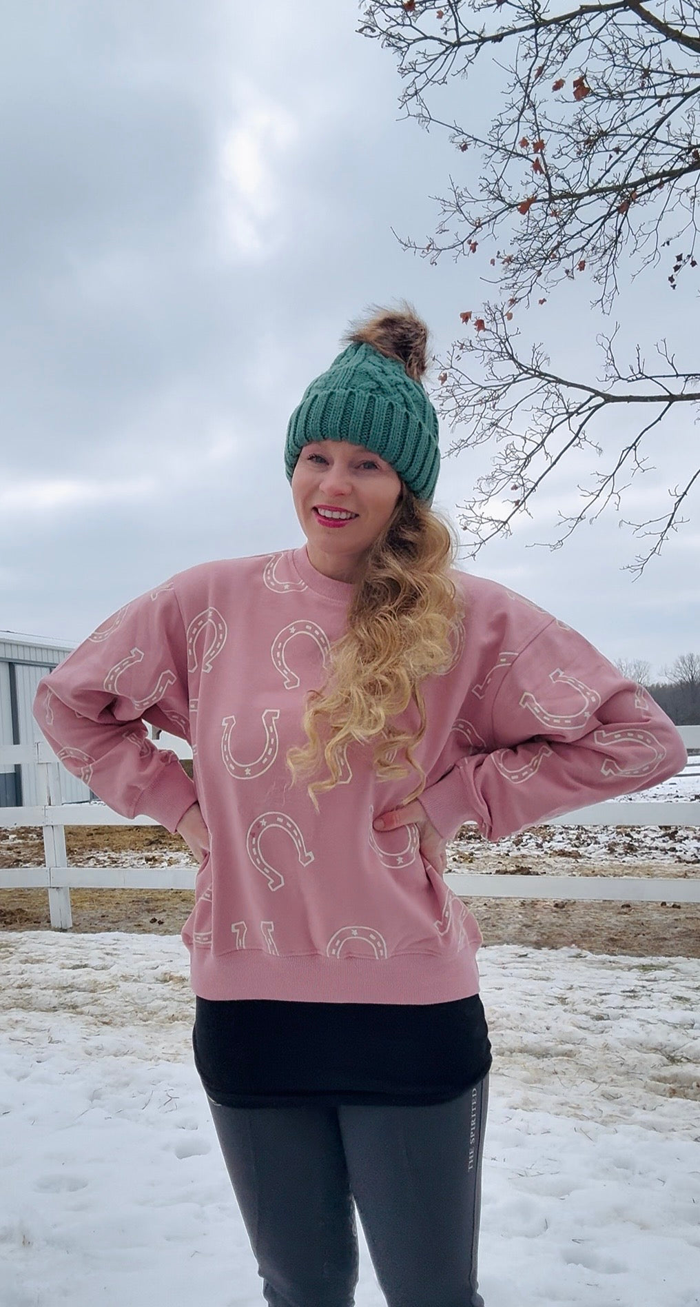 Pink Horse Shoe Sweatshirt