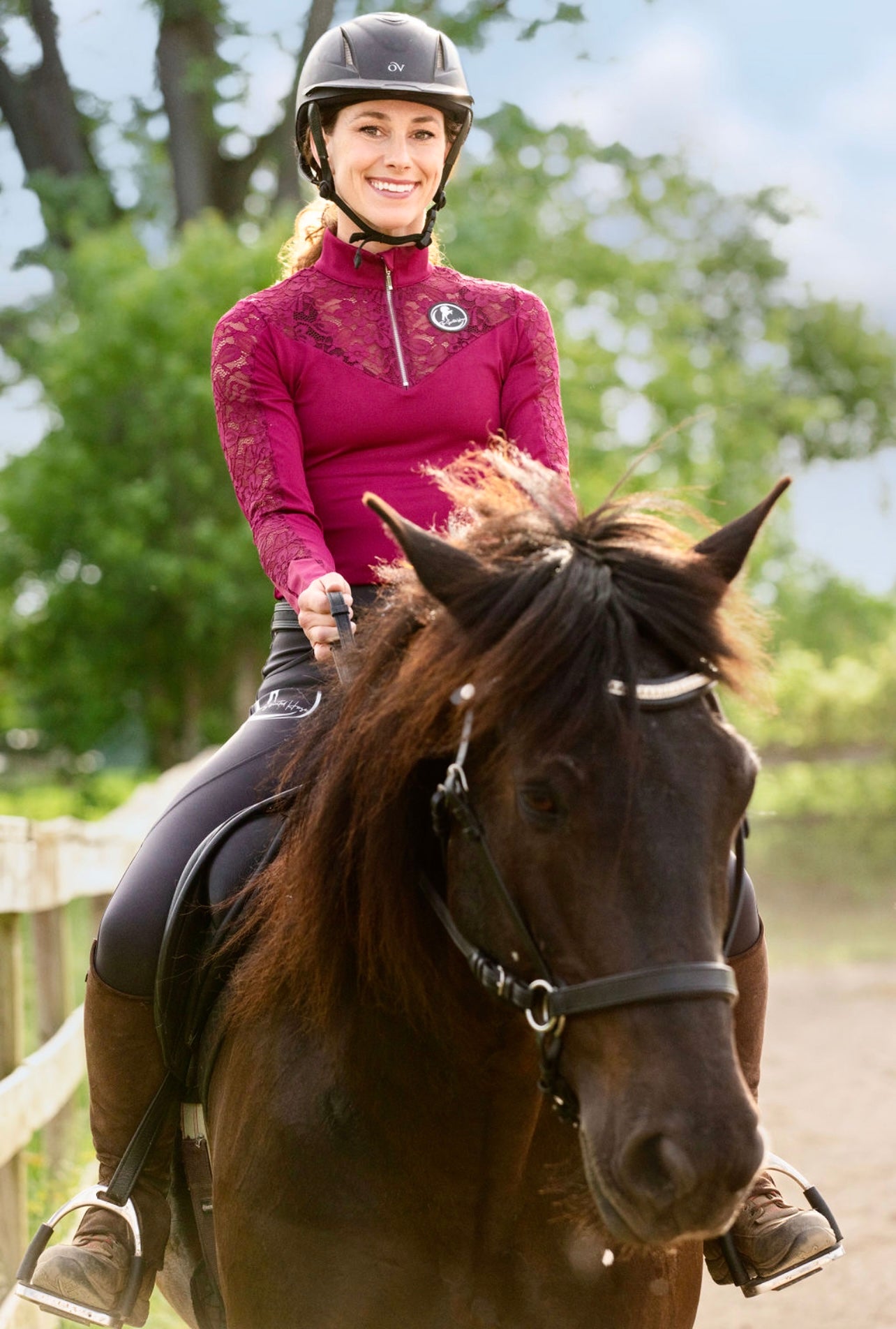 Burgundy Daisy Lace-Luxury Riding Top