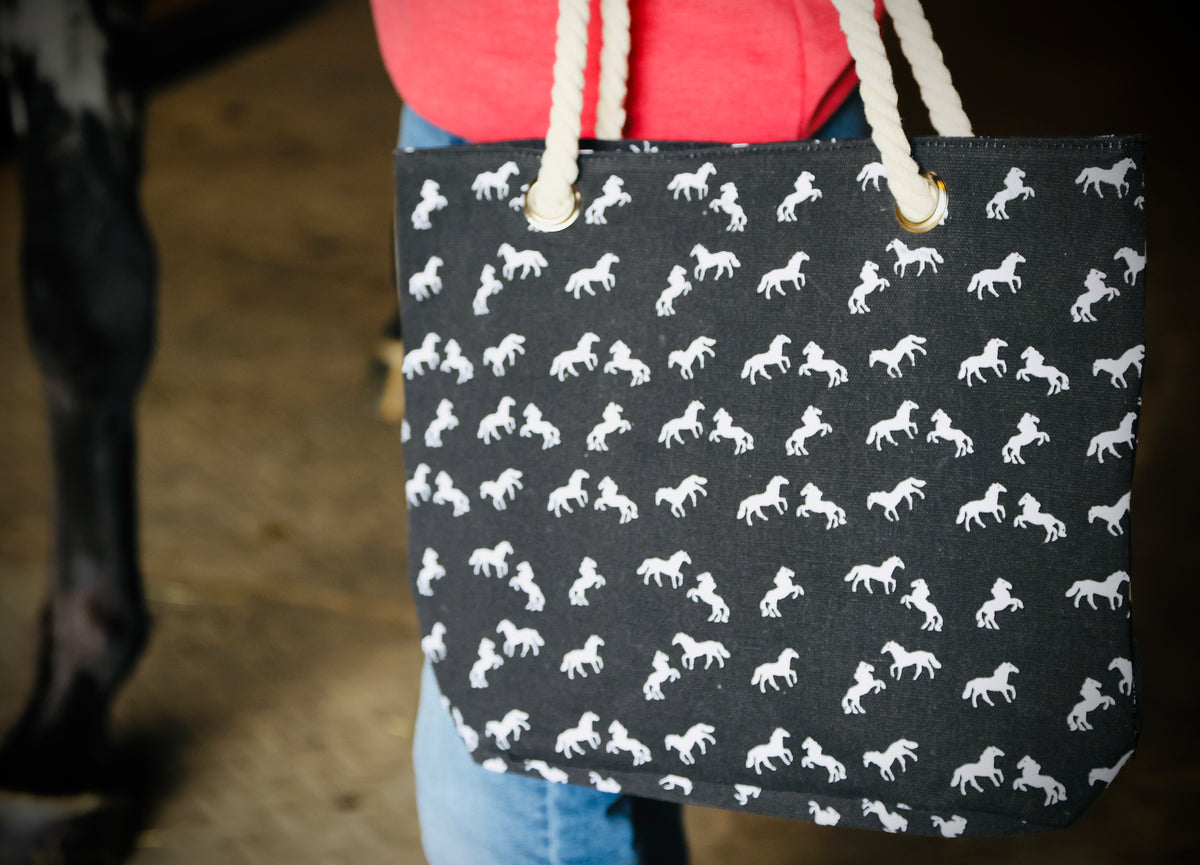 Navy Horse-Tote Bag