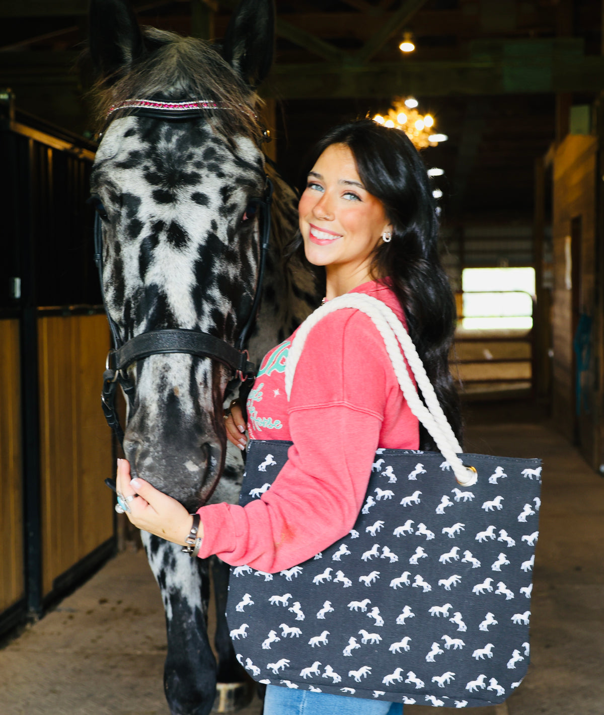 Navy Horse-Tote Bag