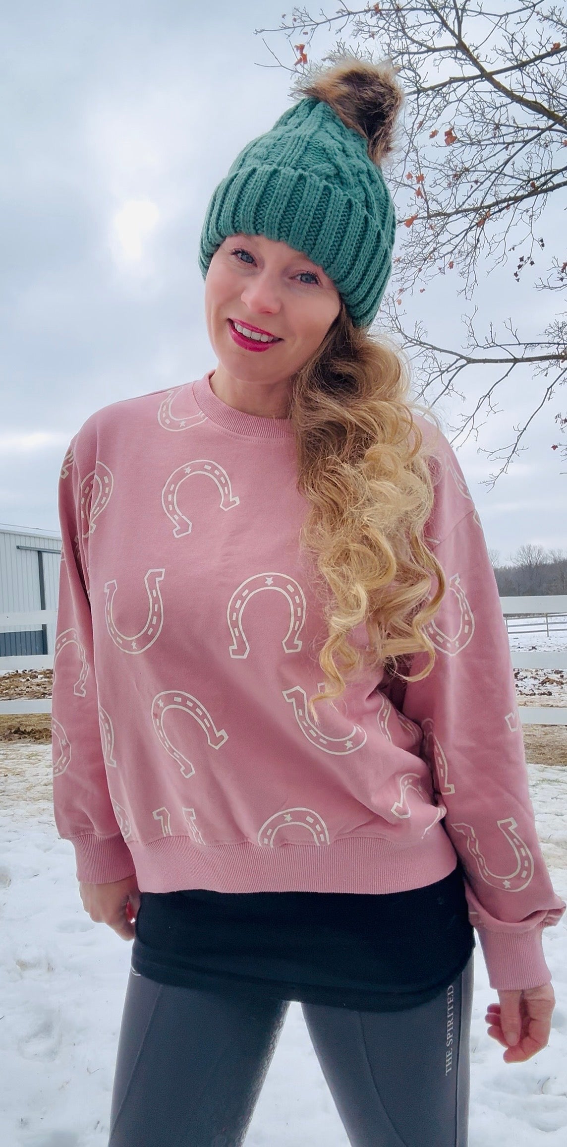 Pink Horse Shoe Sweatshirt
