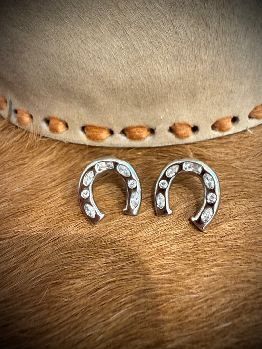 Rhinestone Horseshoe Earrings